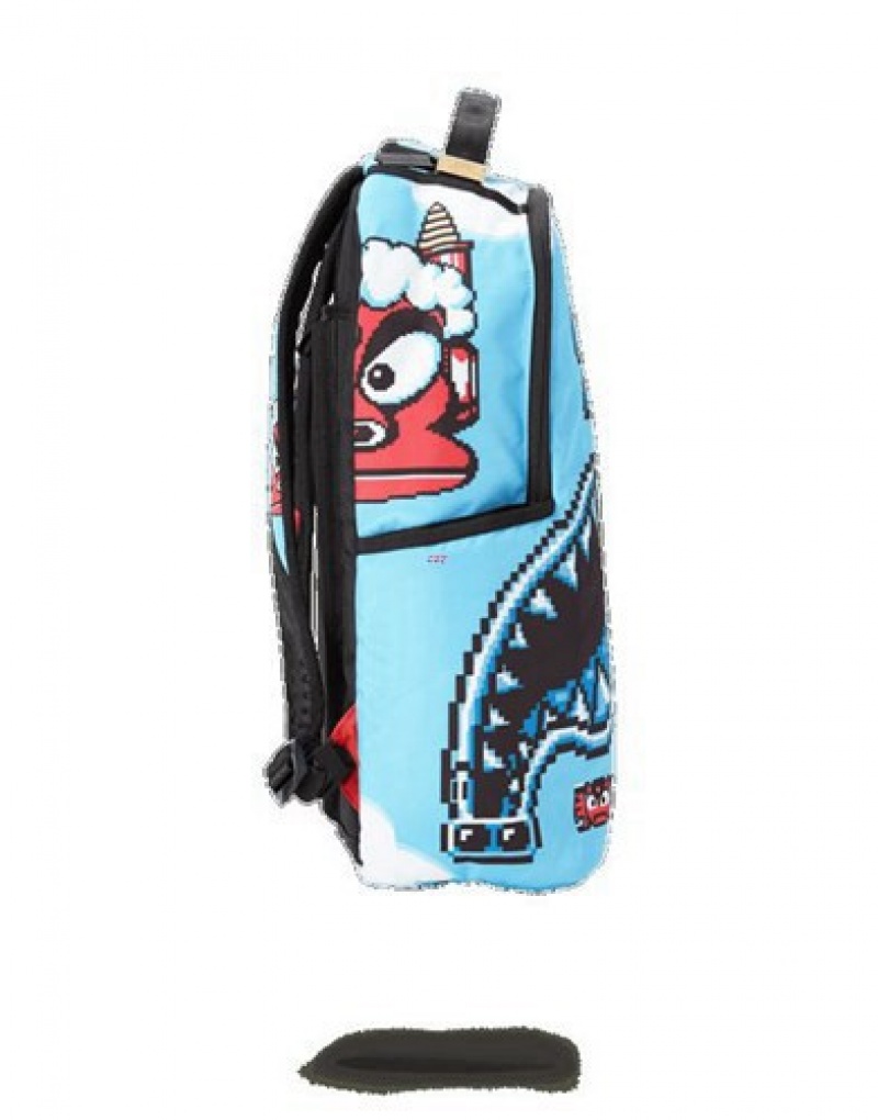 Blue Sprayground Mega Man Destroyer Shark Backpacks | 40986-AXTK