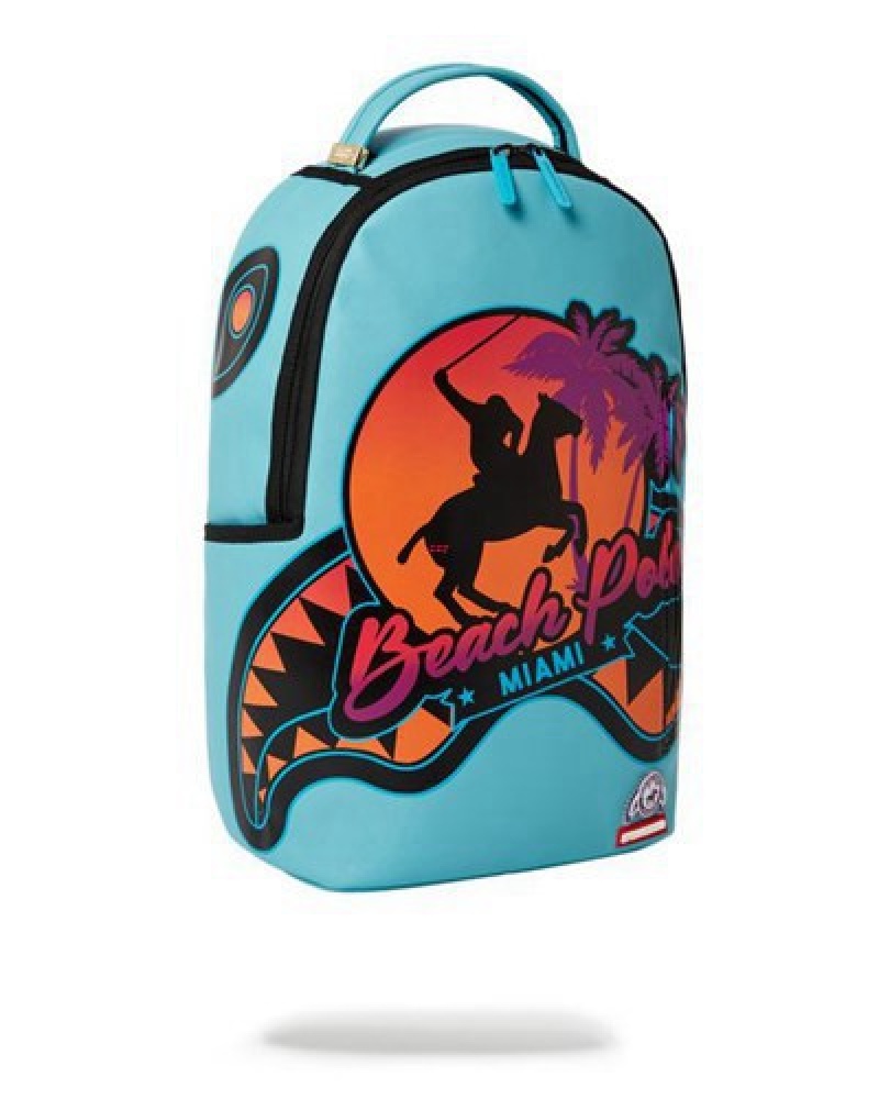 Blue Sprayground Miami Beach Polo Collab (Dlxv) Backpacks | 94701-IHEQ