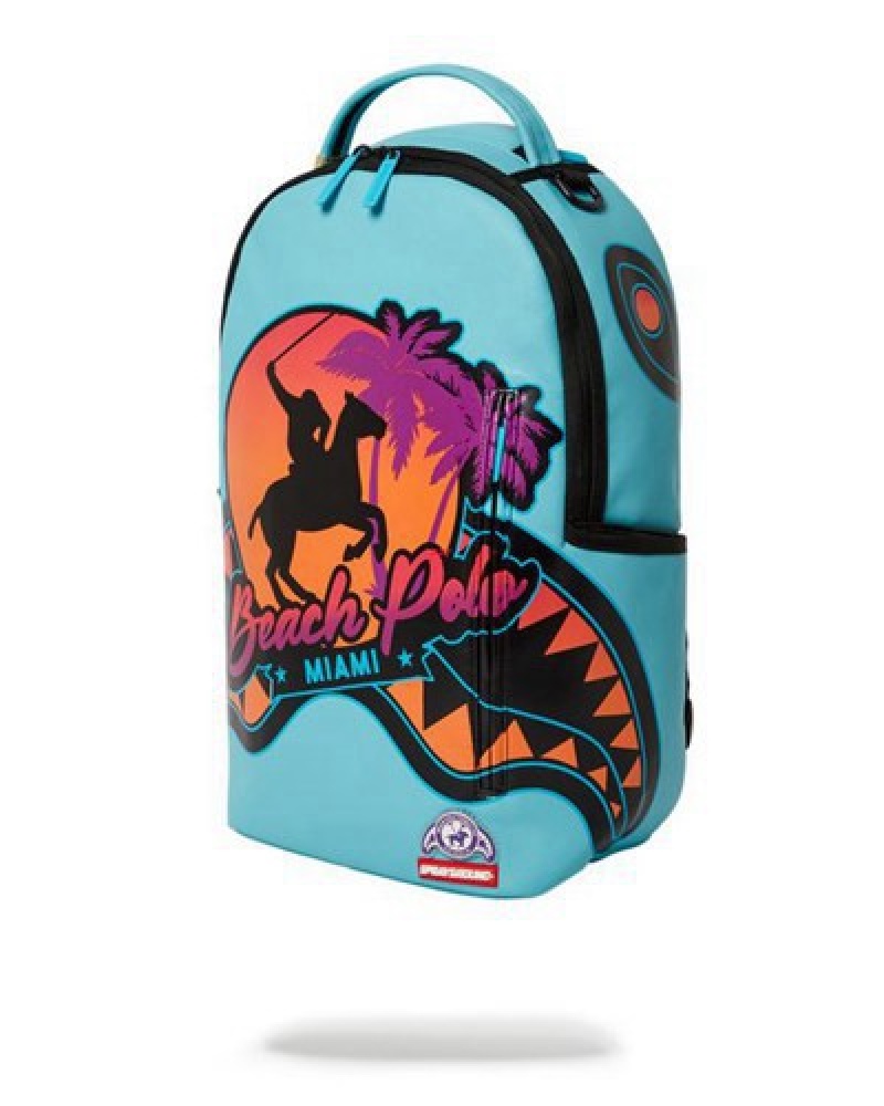 Blue Sprayground Miami Beach Polo Collab (Dlxv) Backpacks | 94701-IHEQ