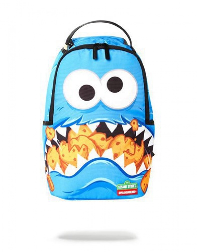 Blue Sprayground Mini Cookie Monster Shark Backpacks | 52196-JUAX