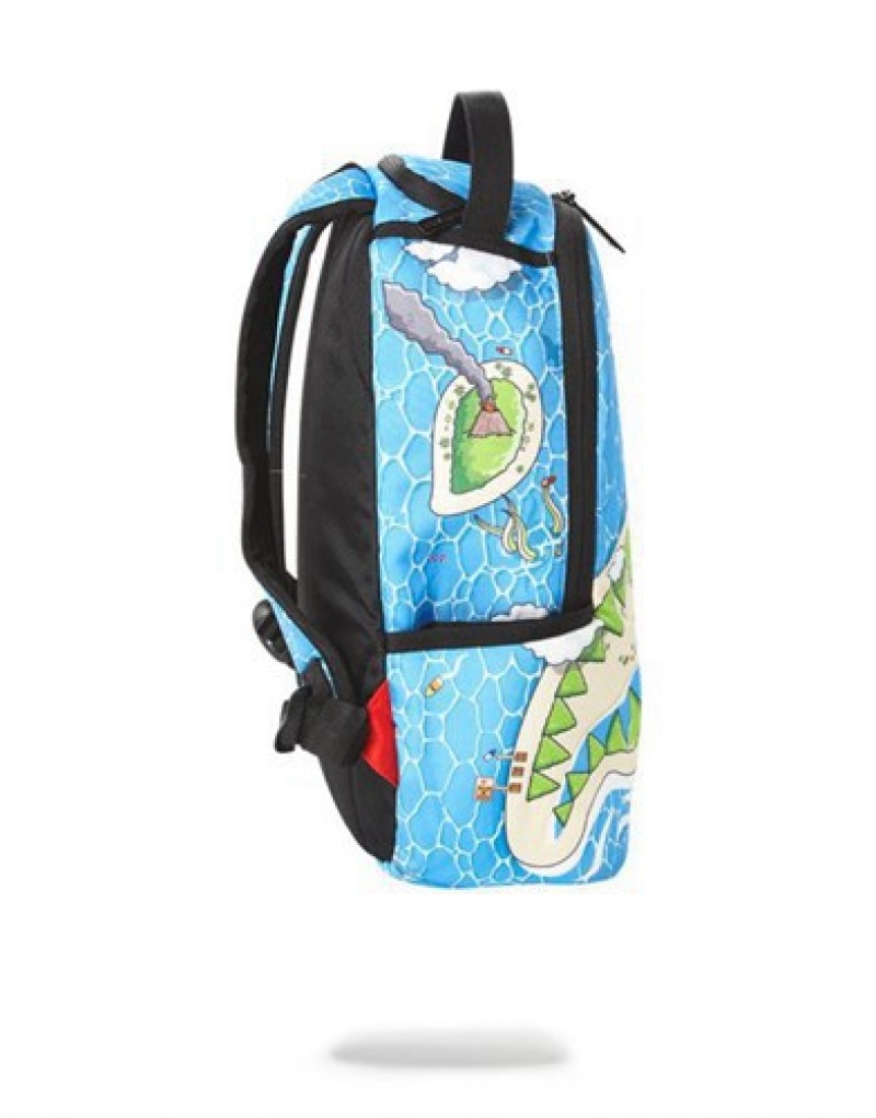 Blue Sprayground Mini Welcome To Shark Island Backpacks | 40238-JKDH