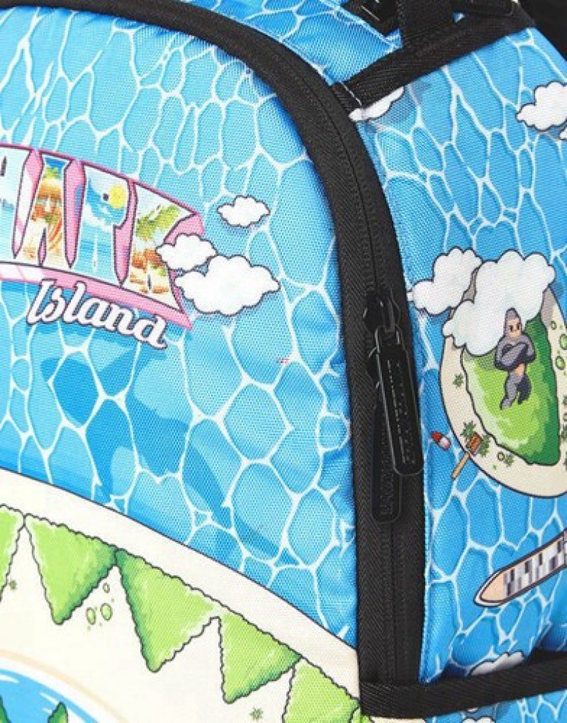 Blue Sprayground Mini Welcome To Shark Island Backpacks | 40238-JKDH