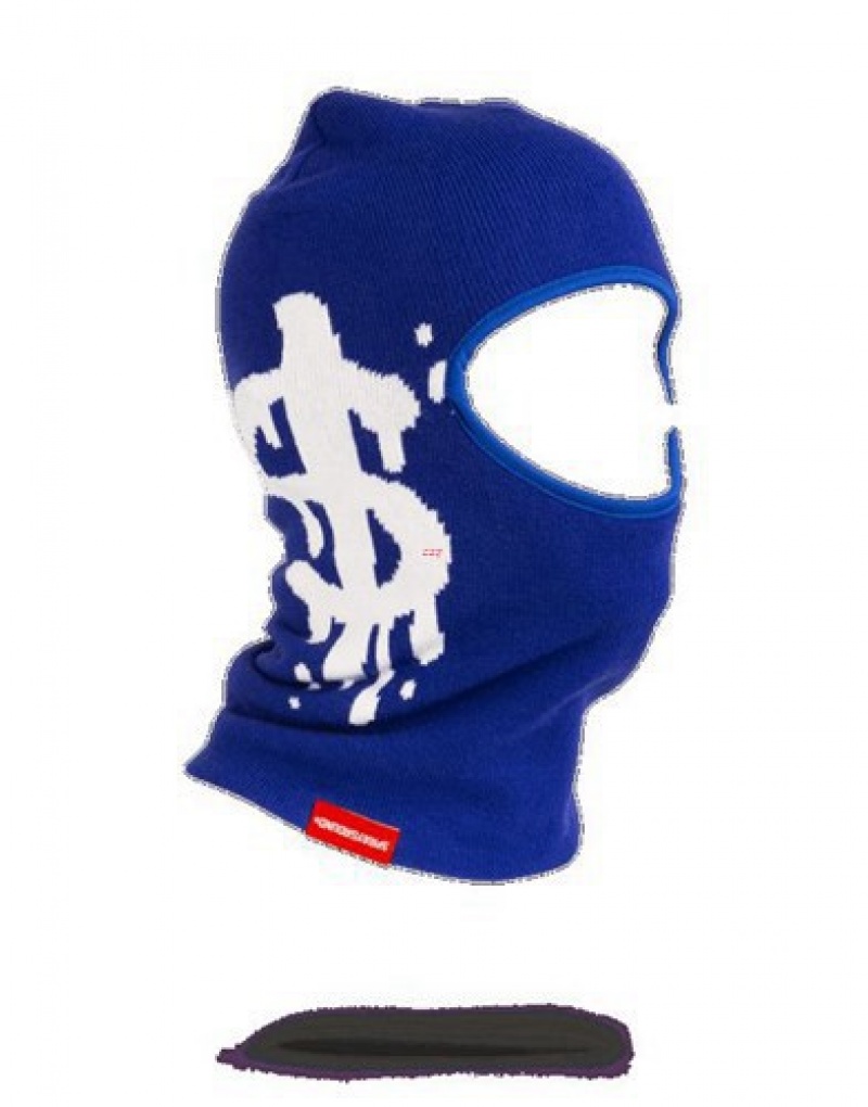 Blue Sprayground Money Drip Ski Masks | 41582-RUYG