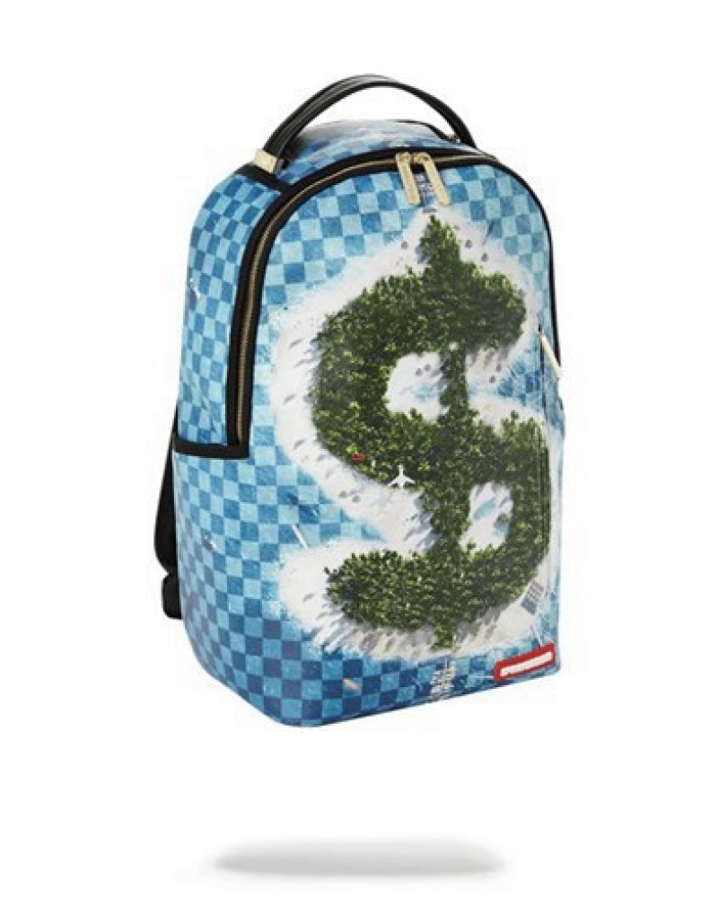 Blue Sprayground Money I Land Backpacks | 74138-UCYH