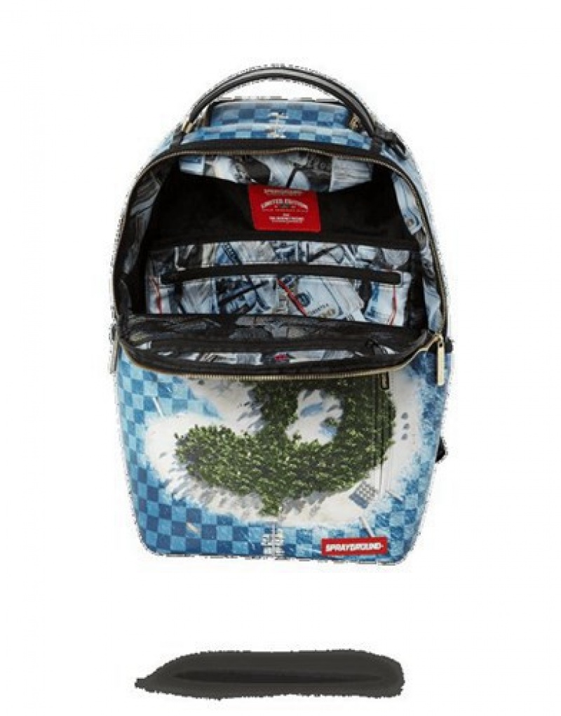 Blue Sprayground Money I Land Backpacks | 74138-UCYH