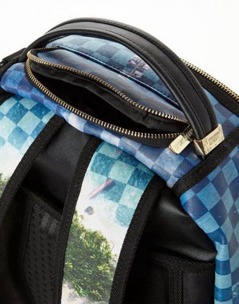 Blue Sprayground Money I Land Backpacks | 74138-UCYH