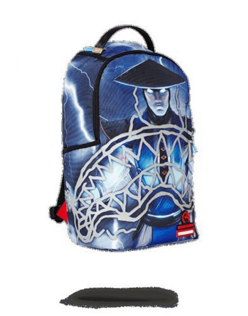 Blue Sprayground Mortal Kombat Raiden Sharkmouth (3m Reflective) Backpacks | 07346-FMRT