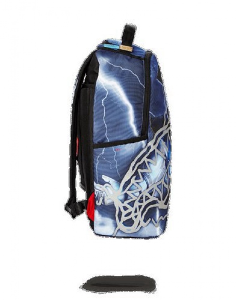 Blue Sprayground Mortal Kombat Raiden Sharkmouth (3m Reflective) Backpacks | 07346-FMRT