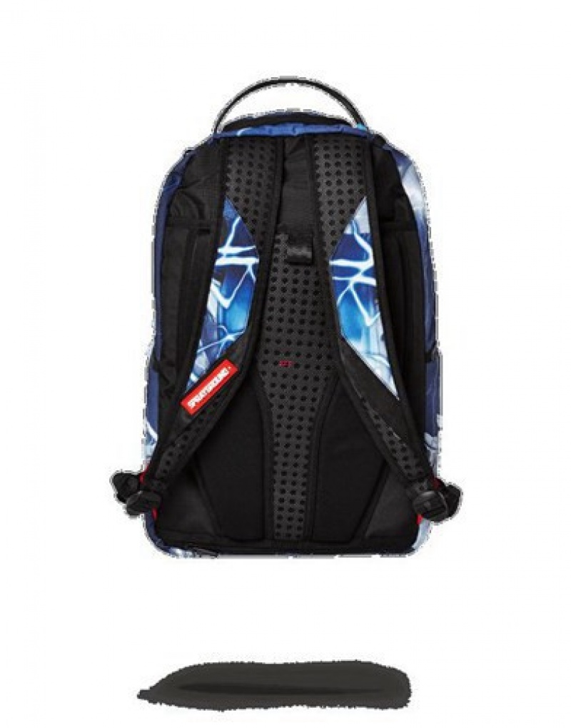 Blue Sprayground Mortal Kombat Raiden Sharkmouth (3m Reflective) Backpacks | 07346-FMRT