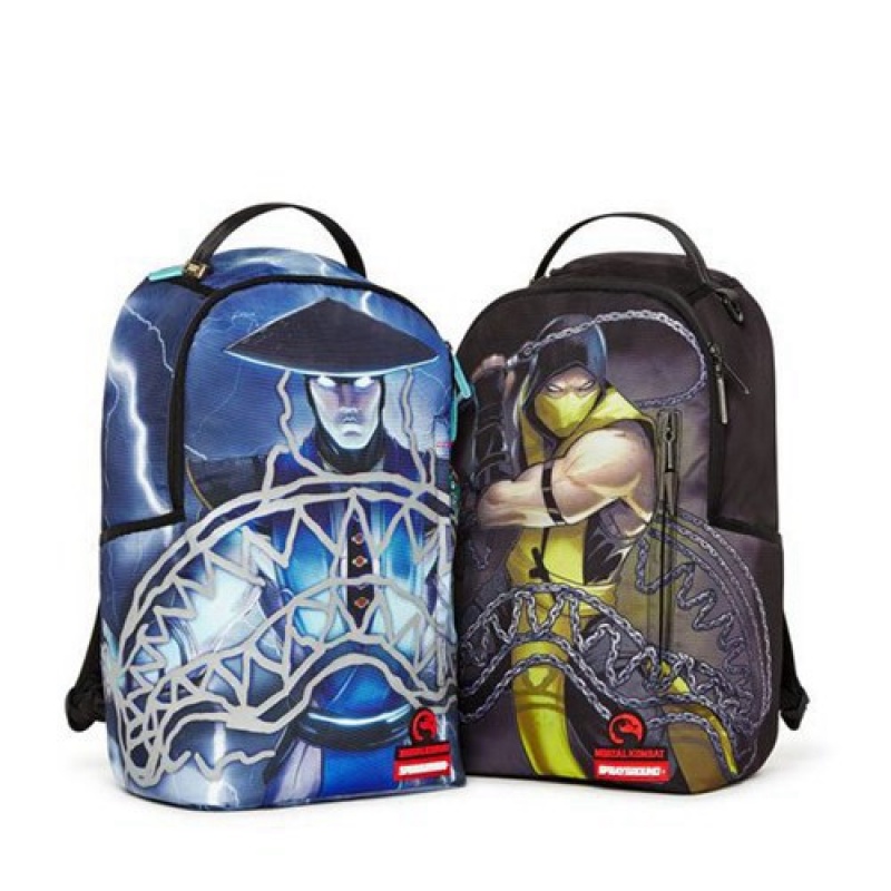 Blue Sprayground Mortal Kombat Raiden Sharkmouth (3m Reflective) Backpacks | 07346-FMRT