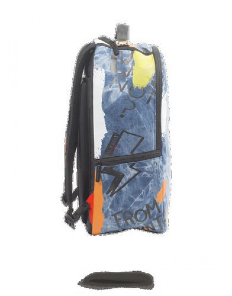 Blue Sprayground Nbalab Westbrook Denim Backpacks | 12598-KNJU