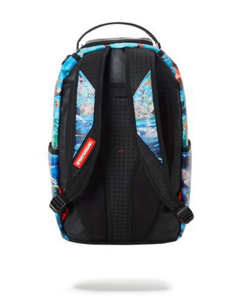 Blue Sprayground Noahs Sh-ark Dlxv Backpacks | 72840-VZGU