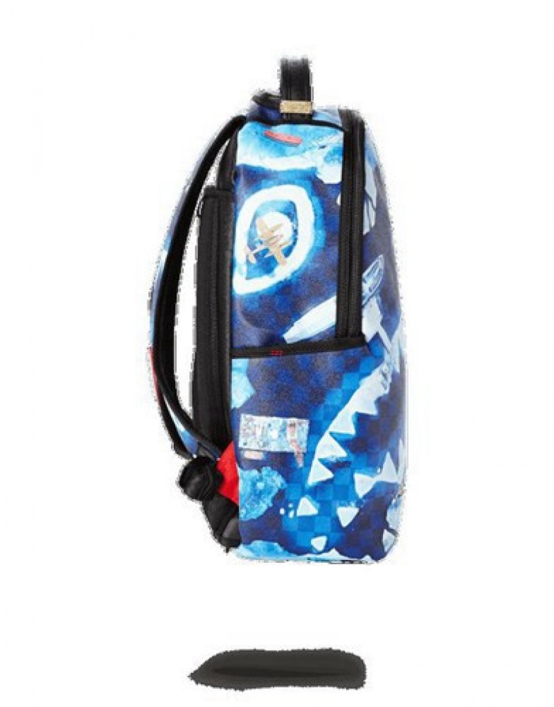 Blue Sprayground North Shark Backpacks | 85097-IYVX