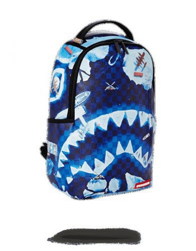 Blue Sprayground North Shark Backpacks | 85097-IYVX