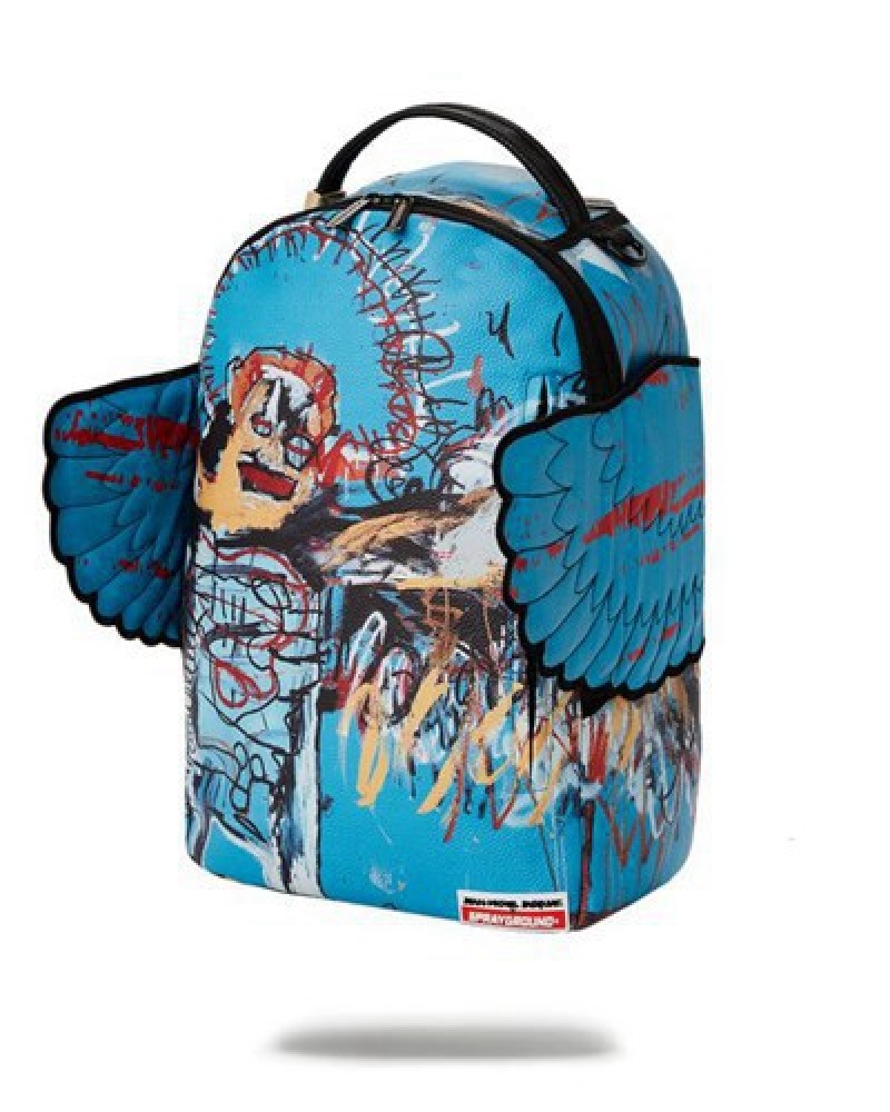 Blue Sprayground Official Basquiat Untitled (Fallen Angel) 1981 Wing (Dlxv) Backpacks | 71403-JAUD