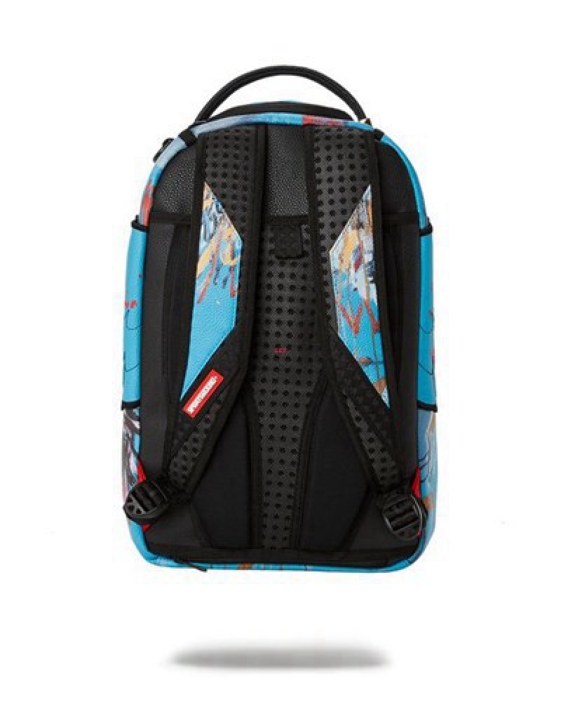 Blue Sprayground Official Basquiat Untitled (Fallen Angel) 1981 Wing (Dlxv) Backpacks | 71403-JAUD