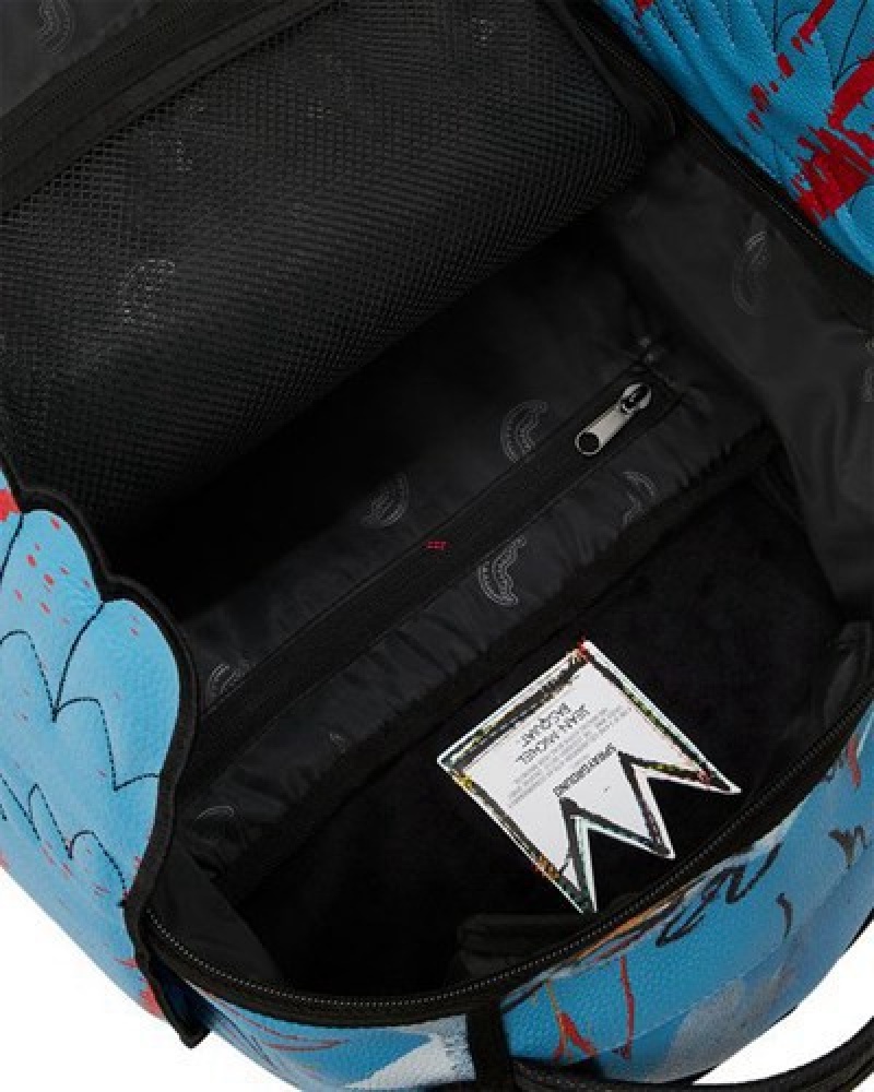 Blue Sprayground Official Basquiat Untitled (Fallen Angel) 1981 Wing (Dlxv) Backpacks | 71403-JAUD