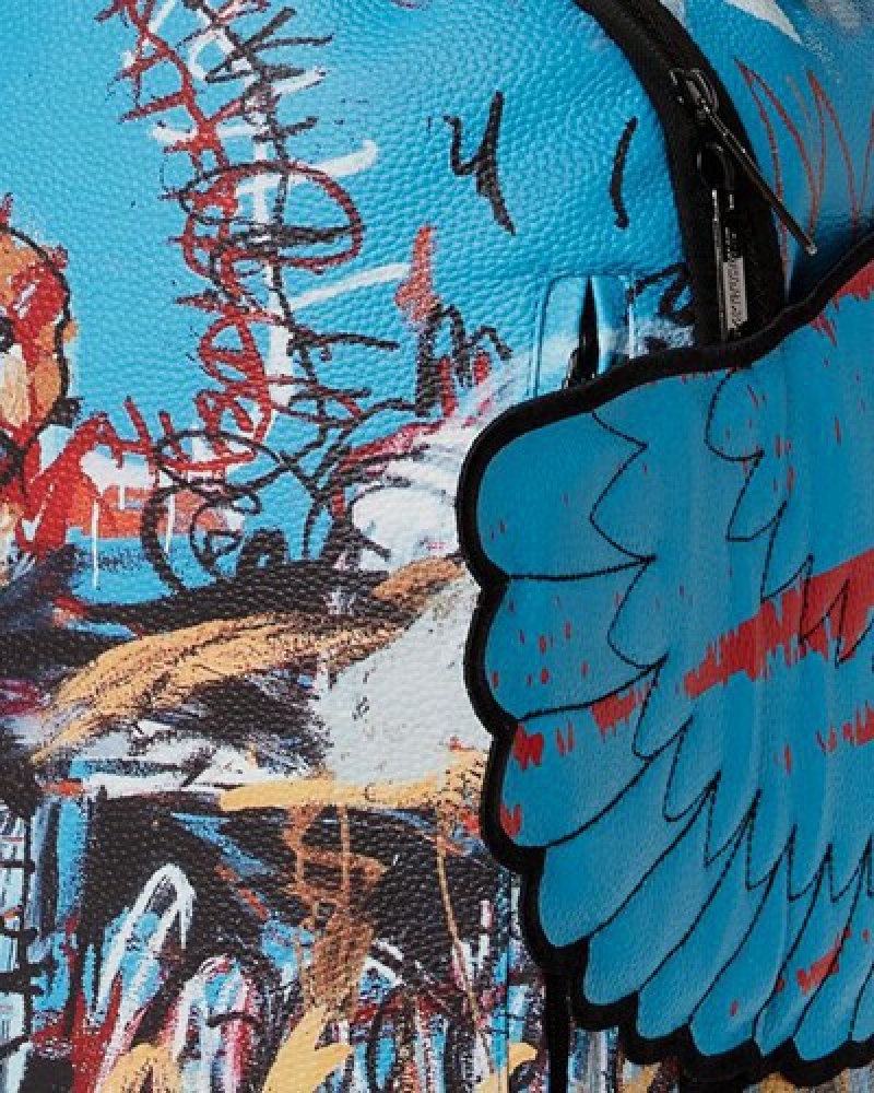 Blue Sprayground Official Basquiat Untitled (Fallen Angel) 1981 Wing (Dlxv) Backpacks | 71403-JAUD