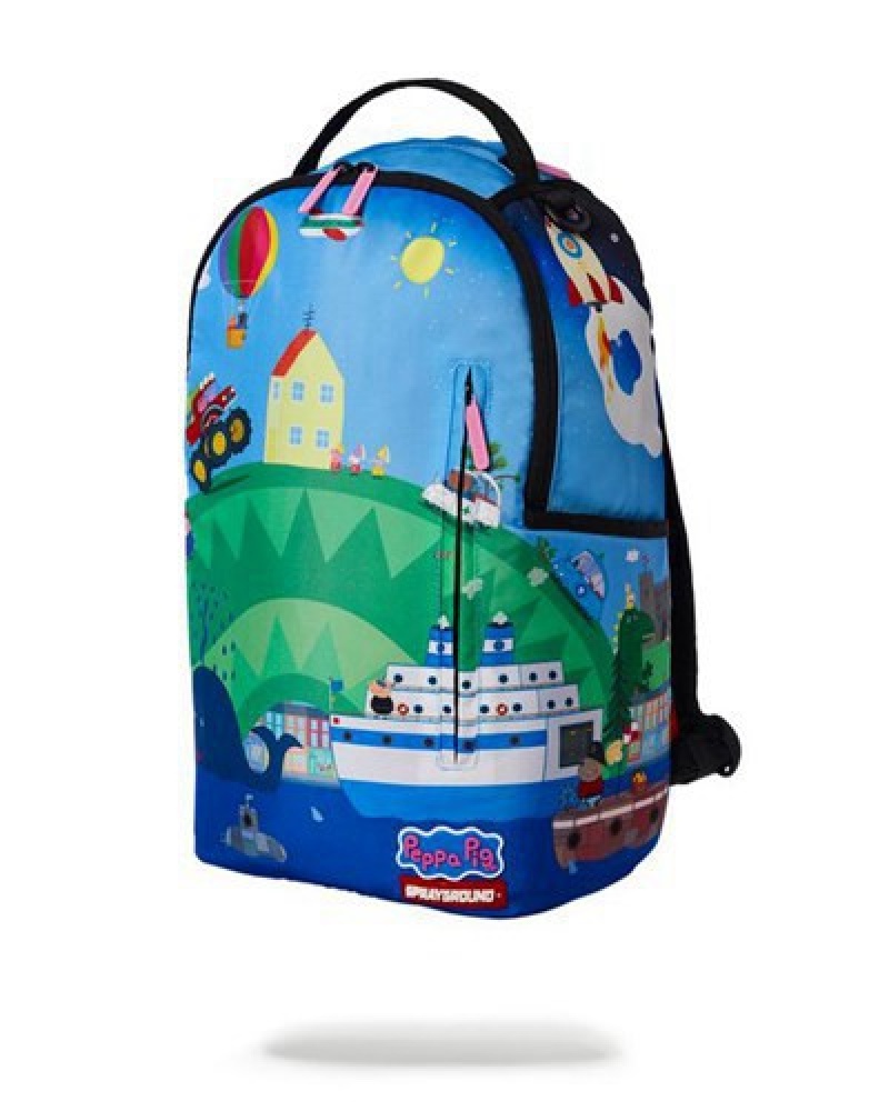 Blue Sprayground Peppa Pig (Dlxr) Backpacks | 02731-PTGV