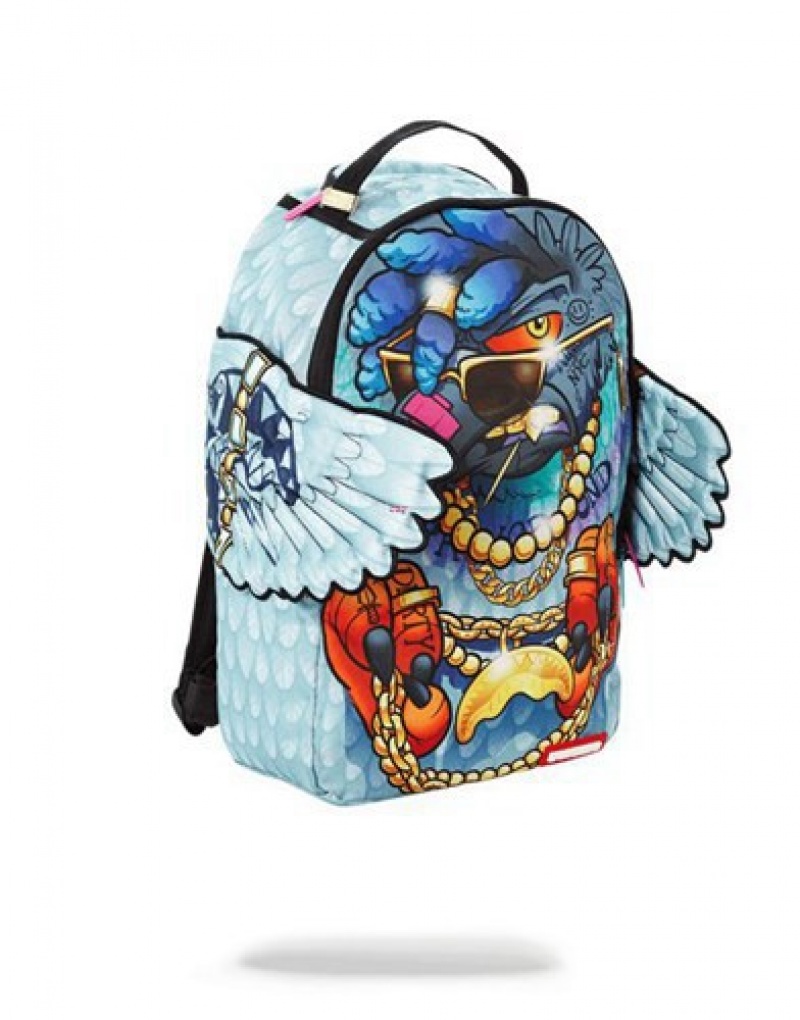 Blue Sprayground Pigeons In The Hood Backpacks | 85320-ZOUI