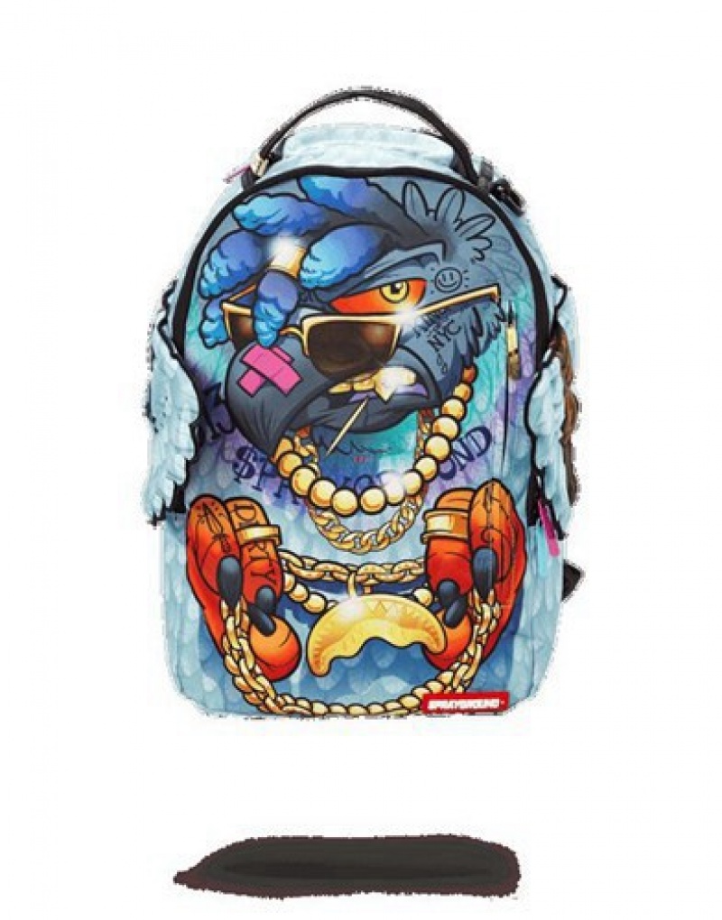 Blue Sprayground Pigeons In The Hood Backpacks | 85320-ZOUI