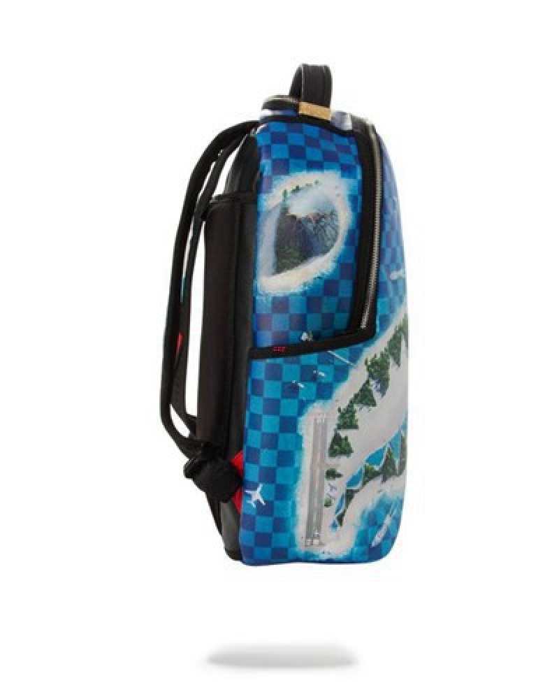 Blue Sprayground Republic Of Shark Island Backpacks | 95806-DVML