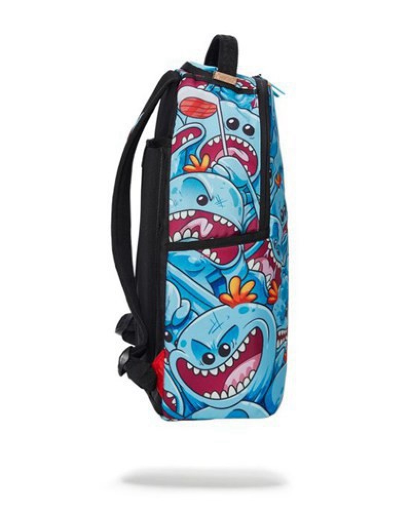 Blue Sprayground Rick & Morty Meseeks Crammed (Dlxr) Backpacks | 70239-XUKP