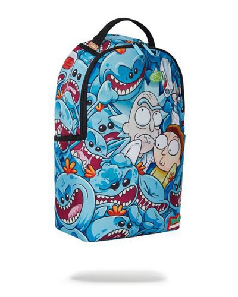 Blue Sprayground Rick & Morty Meseeks Crammed (Dlxr) Backpacks | 70239-XUKP