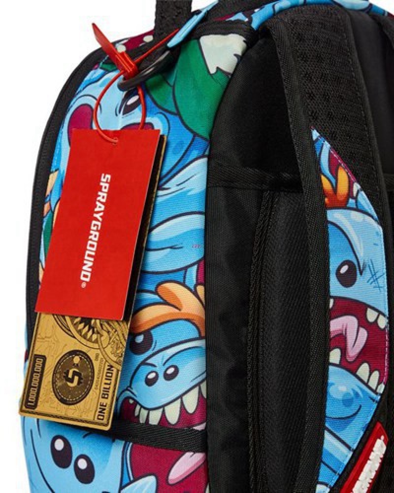 Blue Sprayground Rick & Morty Meseeks Crammed (Dlxr) Backpacks | 70239-XUKP