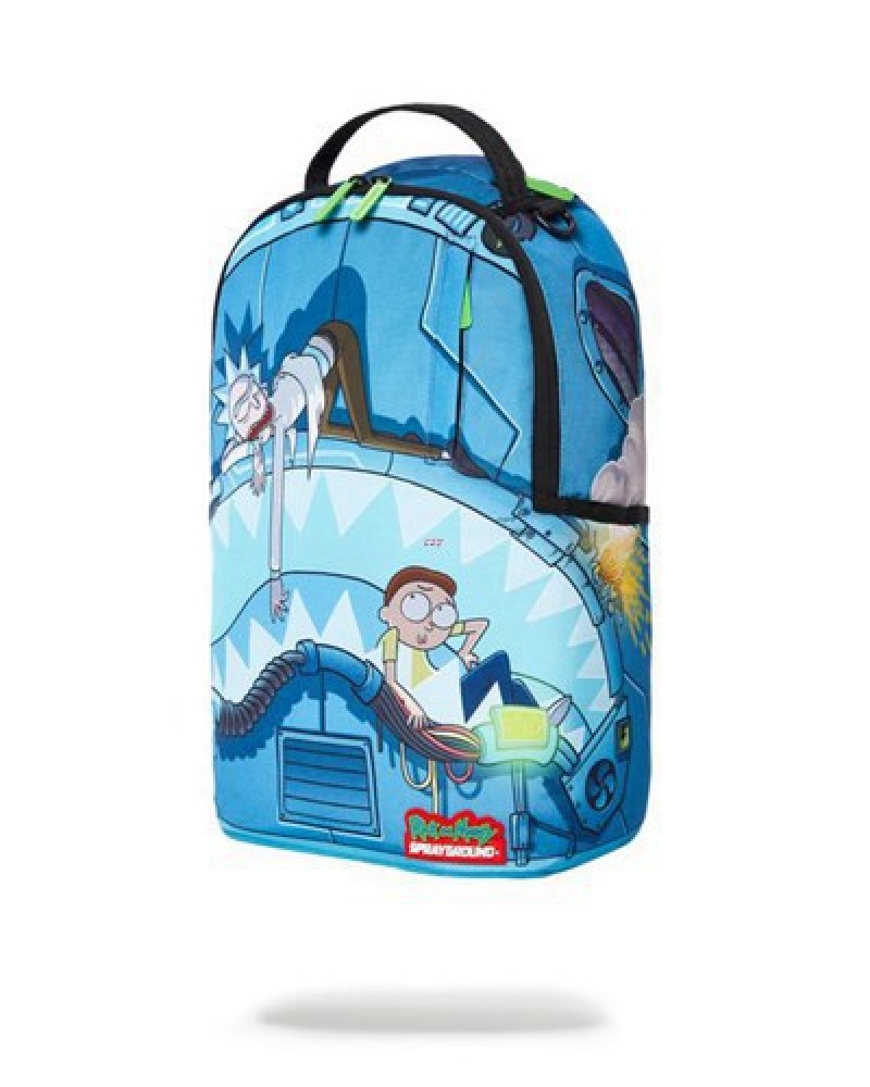 Blue Sprayground Rick & Morty Napsack (Dlxr) Backpacks | 83679-CDAM