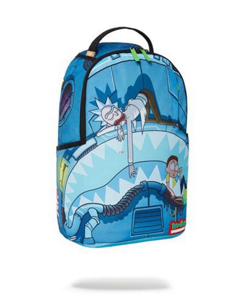 Blue Sprayground Rick & Morty Napsack (Dlxr) Backpacks | 83679-CDAM