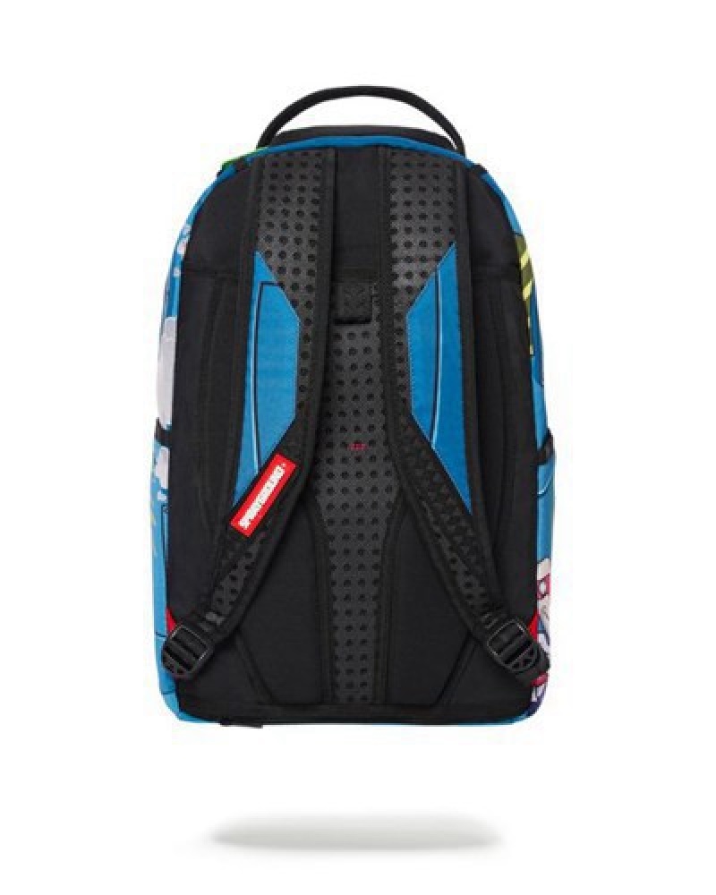 Blue Sprayground Rick & Morty Napsack (Dlxr) Backpacks | 83679-CDAM