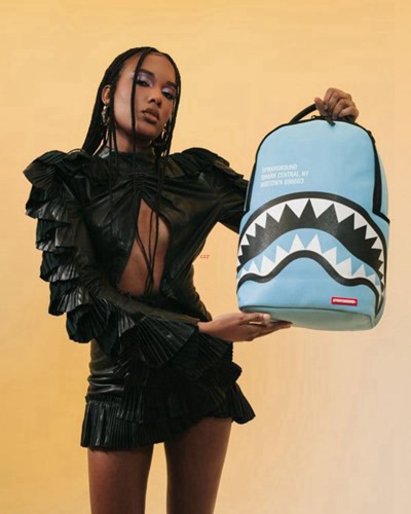 Blue Sprayground Shark Central (Dlxv) Backpacks | 42306-IDJX