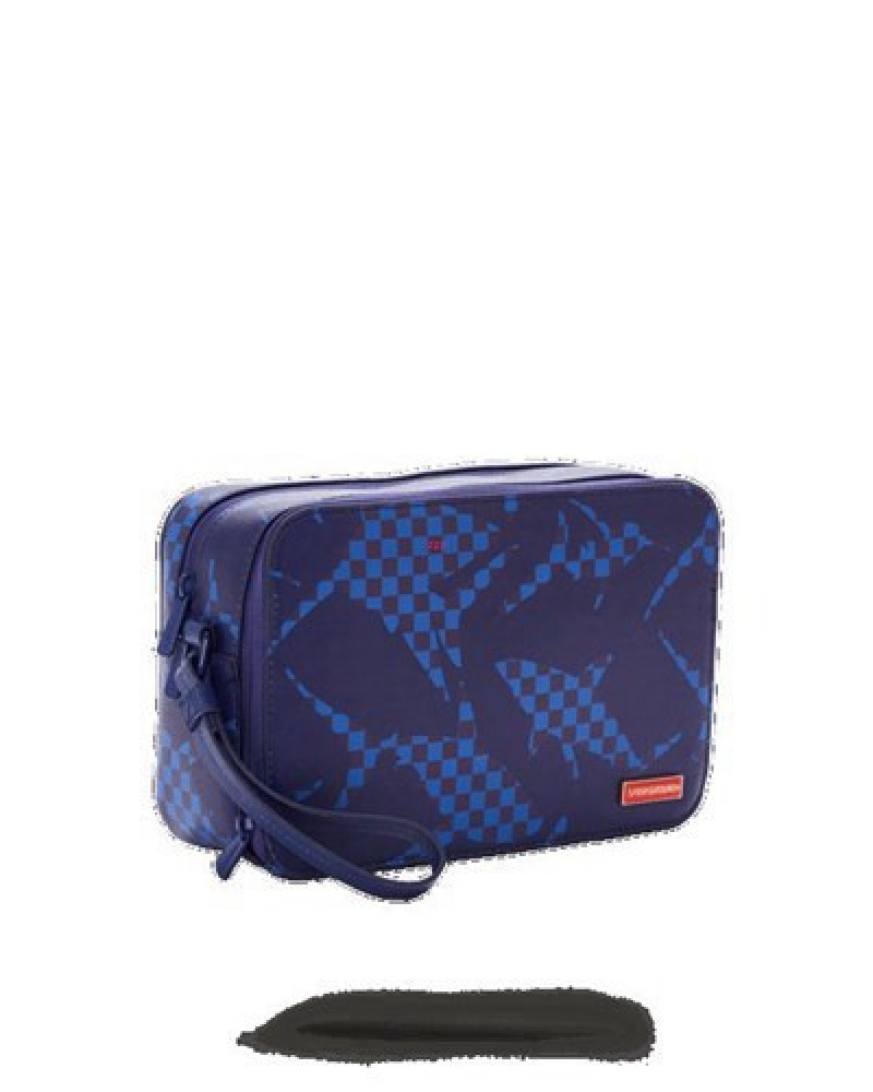 Blue Sprayground Shark Check Bags | 69081-RTKX