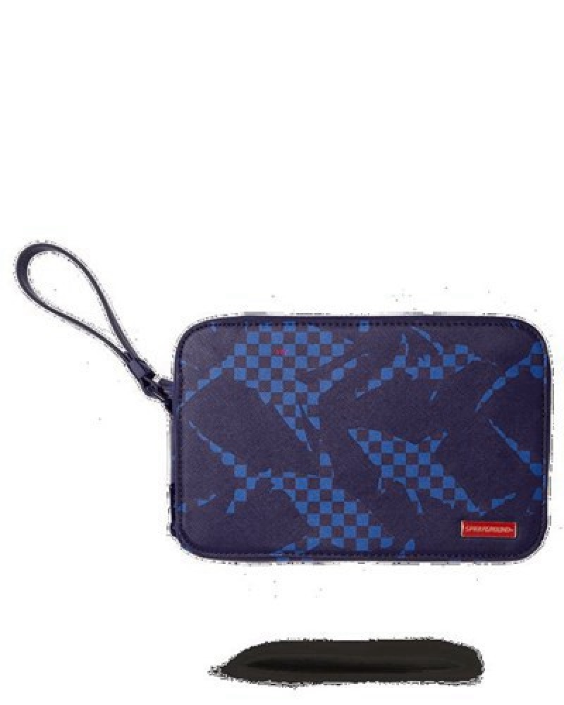 Blue Sprayground Shark Check Bags | 69081-RTKX