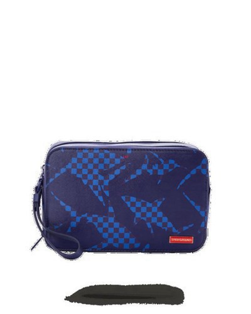 Blue Sprayground Shark Check Bags | 69081-RTKX