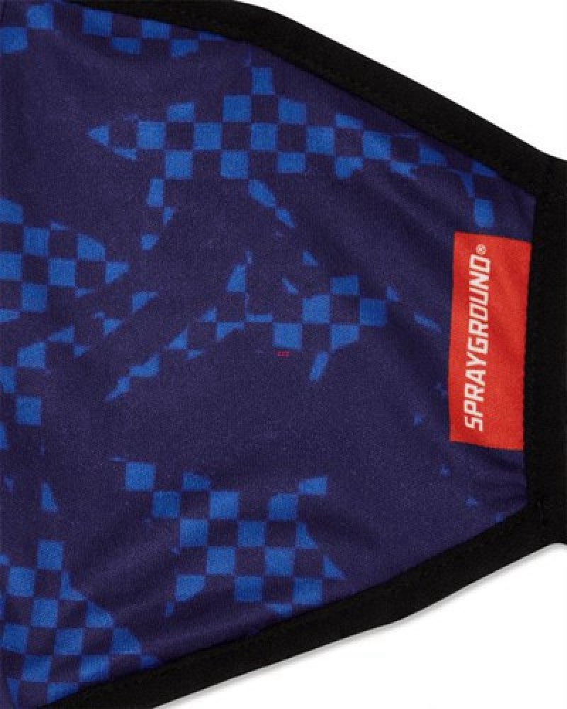 Blue Sprayground Shark Check Face Masks | 89201-OECB