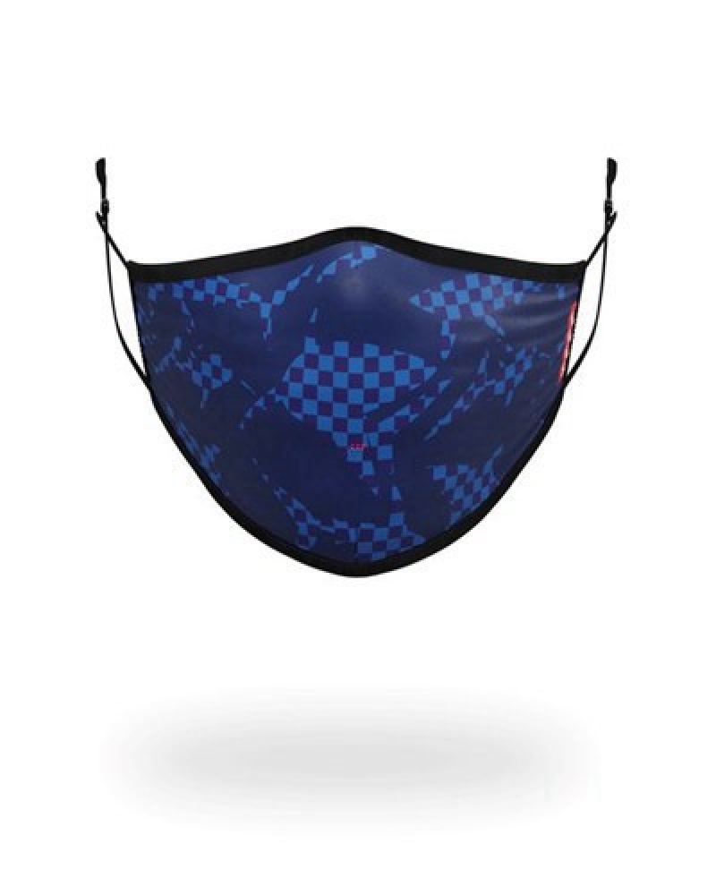 Blue Sprayground Shark Check Face Masks | 89201-OECB