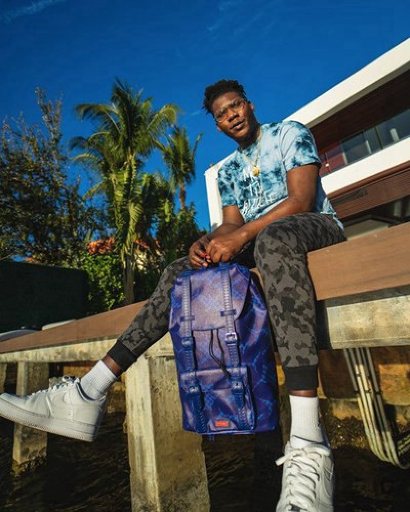 Blue Sprayground Shark Check Hills Backpacks | 74150-TNWU