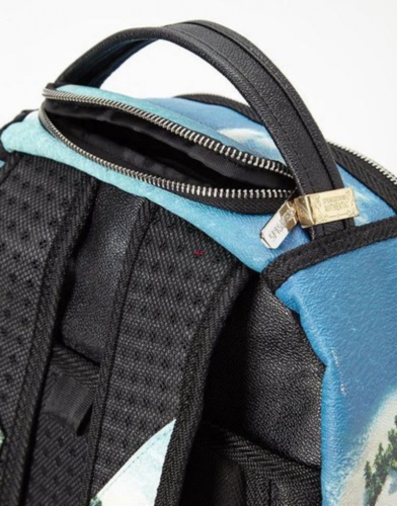 Blue Sprayground Shark Island Backpacks | 37980-KZSD