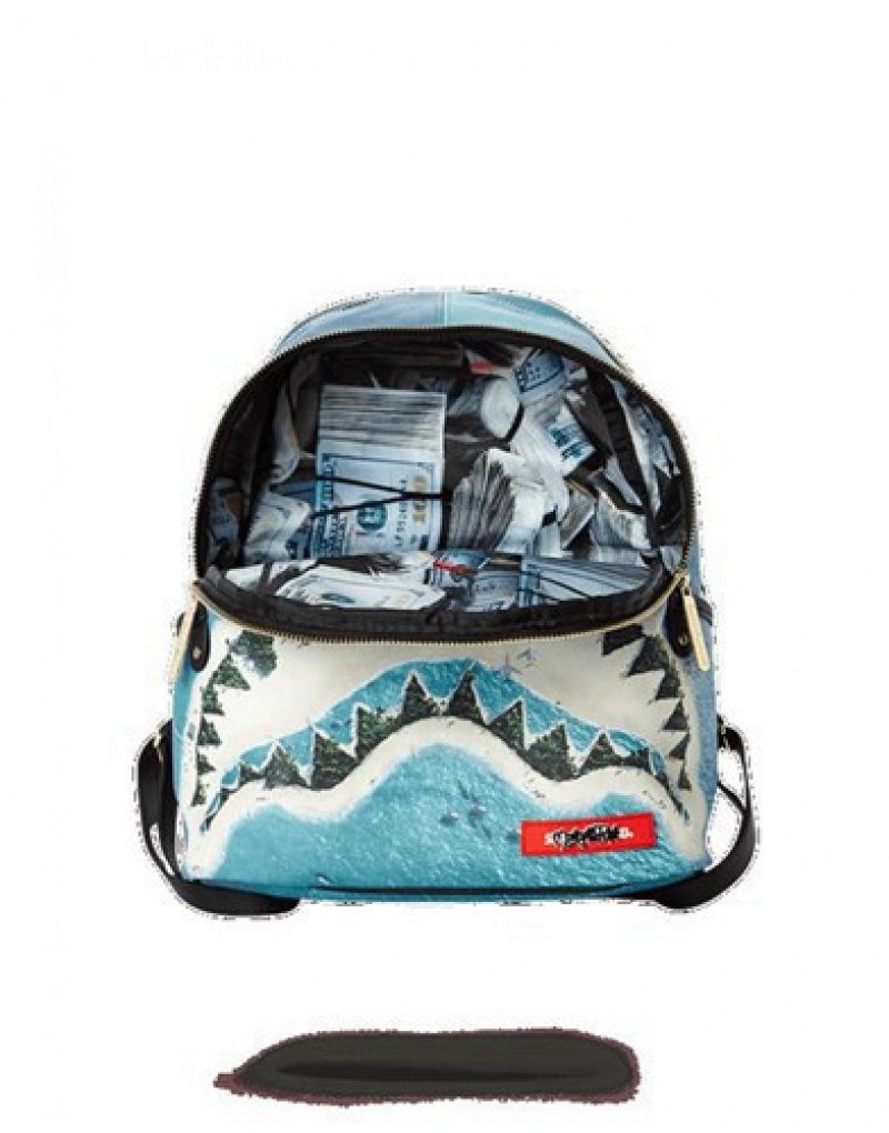 Blue Sprayground Shark Island Savage Backpacks | 45823-ZDVR