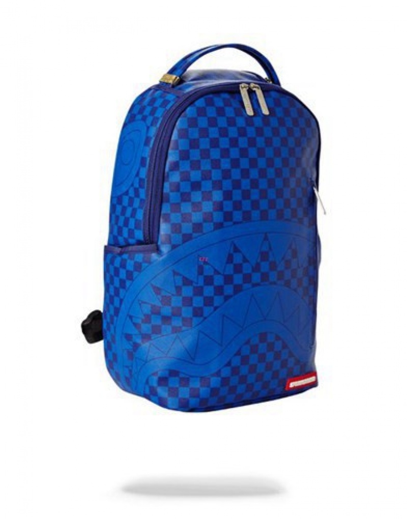 Blue Sprayground Shark Universe Backpacks | 02568-JFZB