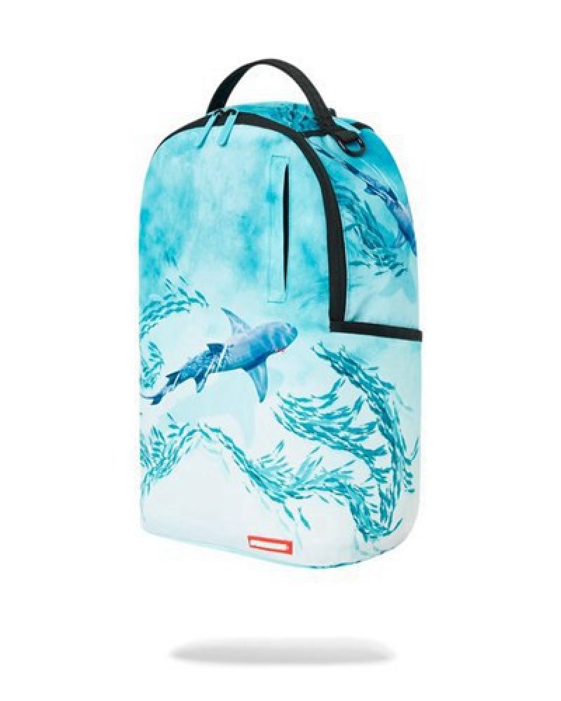 Blue Sprayground Smooth Shark Backpacks | 89610-OTZQ