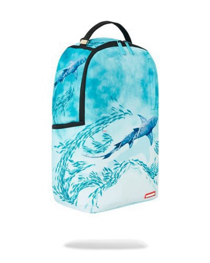 Blue Sprayground Smooth Shark Backpacks | 89610-OTZQ