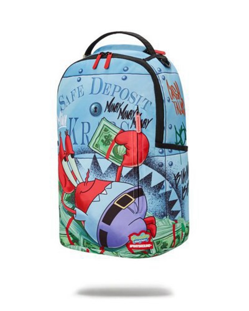 Blue Sprayground Spongebob Mr Krabs High Roller (Dlxr) Backpacks | 61438-WGVH