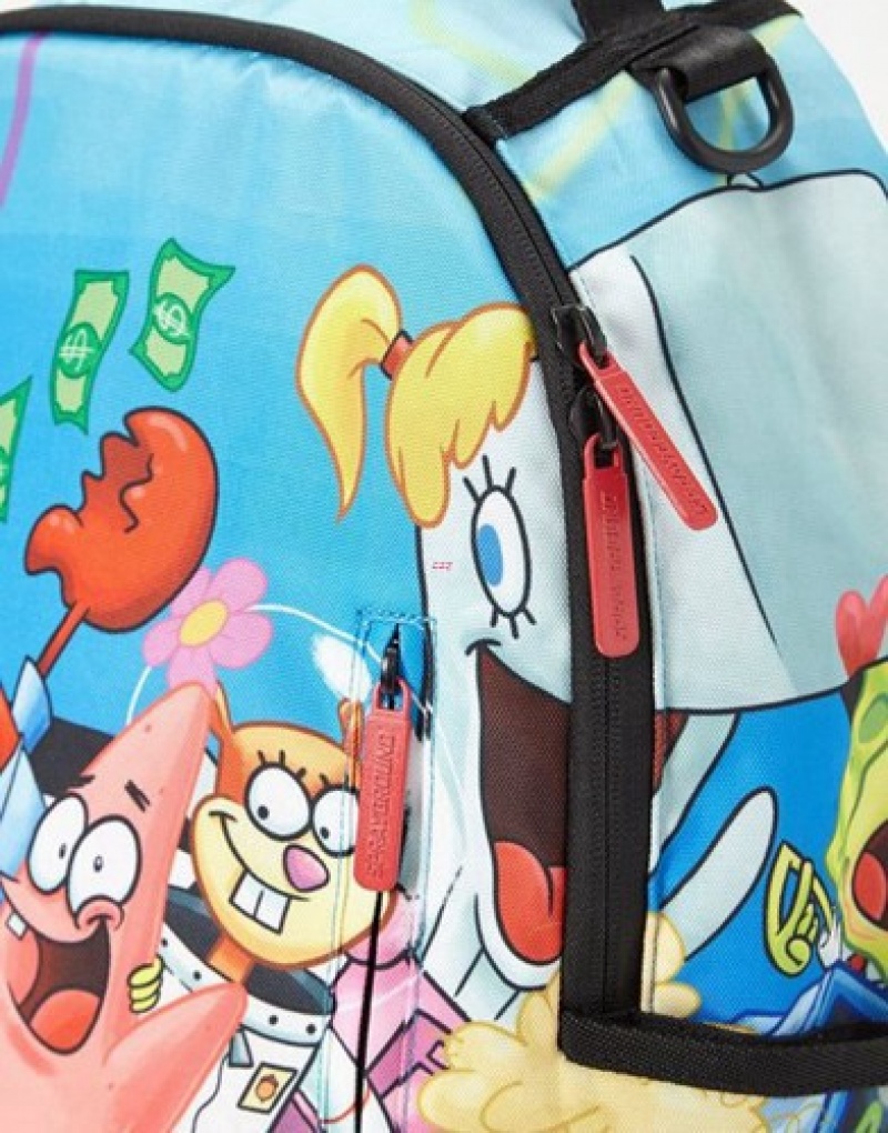 Blue Sprayground Spongebob Shark Squad Backpacks | 59728-IZRK