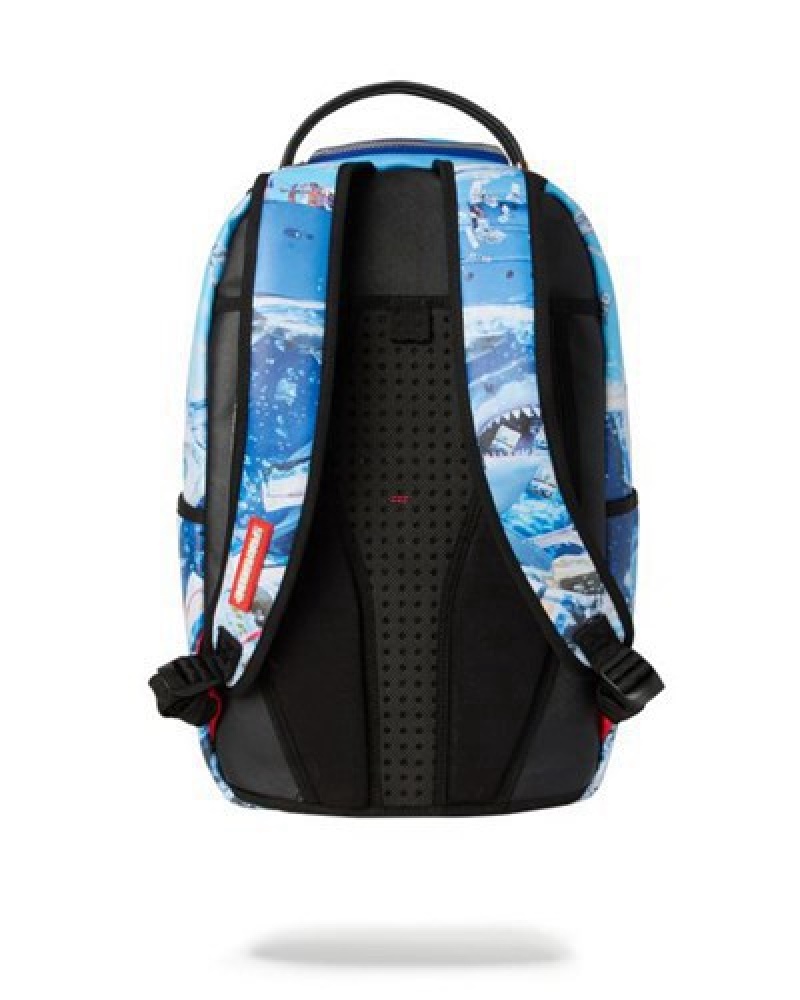 Blue Sprayground The Shark Party (Dlxv) Backpacks | 34956-CPJD