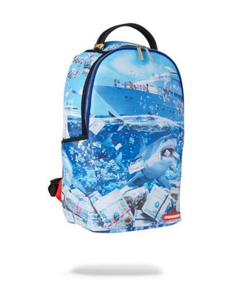 Blue Sprayground The Shark Party (Dlxv) Backpacks | 34956-CPJD