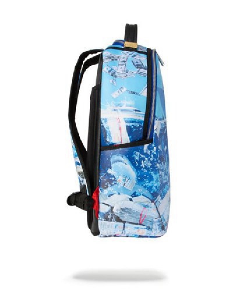 Blue Sprayground The Shark Party (Dlxv) Backpacks | 34956-CPJD