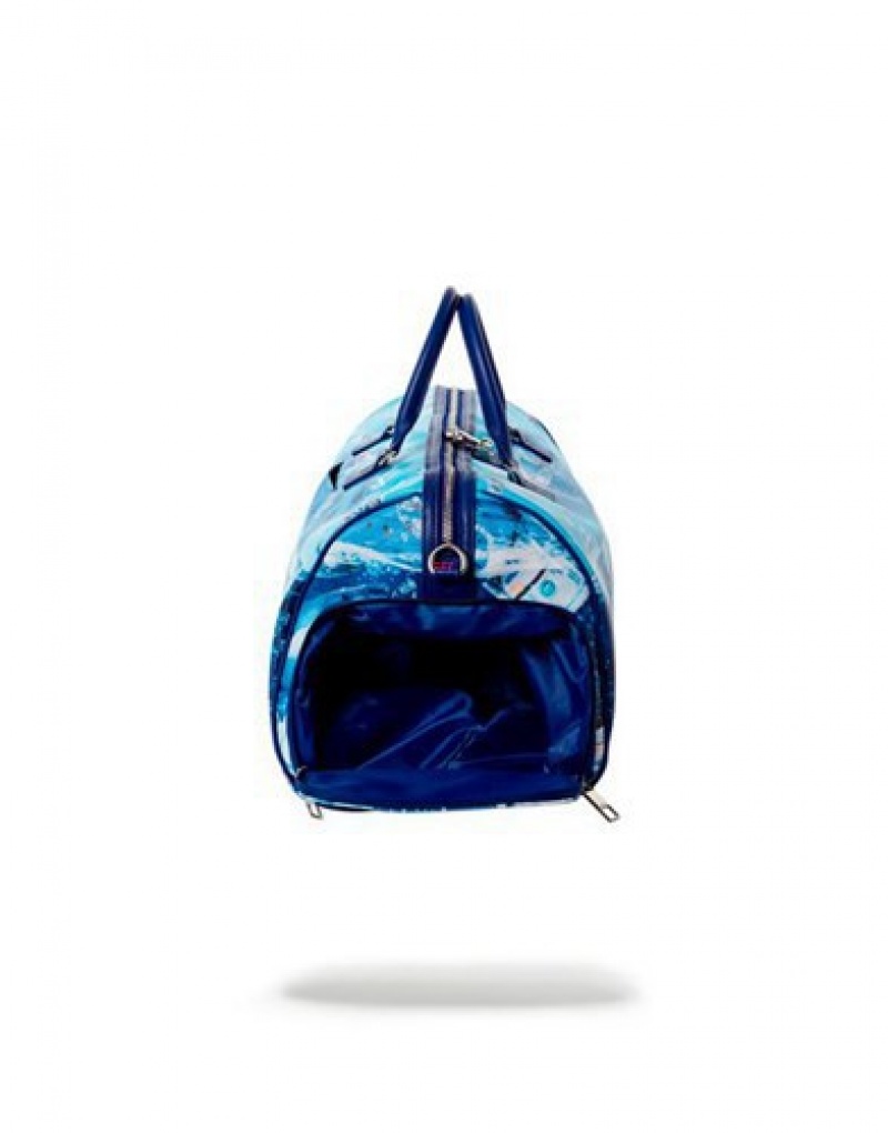 Blue Sprayground The Shark Party Duffle Bags | 21754-XRTA